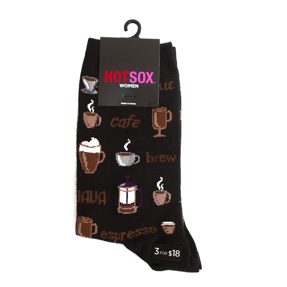 HotSox, Women's, Novelty Socks, Coffee, Black